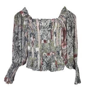 All Saints | Lara Makutu Soft Pink Gray Off Shoulder Top New
